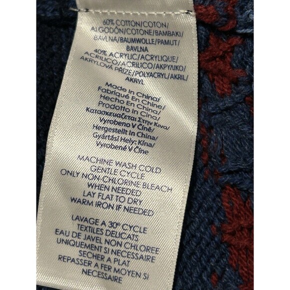 Chaps Southwestern Sleeveless Cardigan Sweater Vest Maroon Green Blue Plus Sz M - Picture 6 of 8